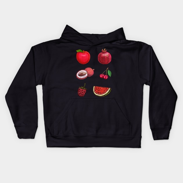 Pack of Fruits Stickers Kids Hoodie by gronly